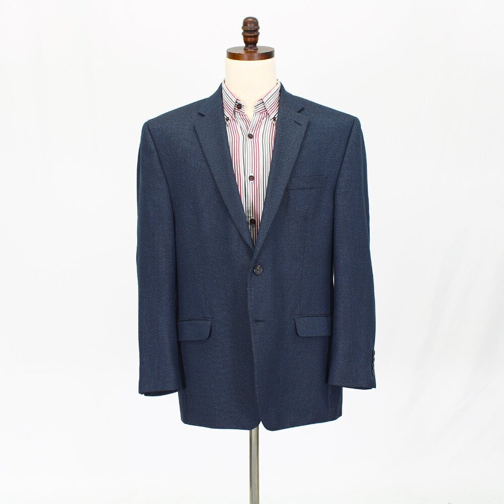 Chaps 46R Navy Solid 2-Button Sport Coat Blazer Jacket P465